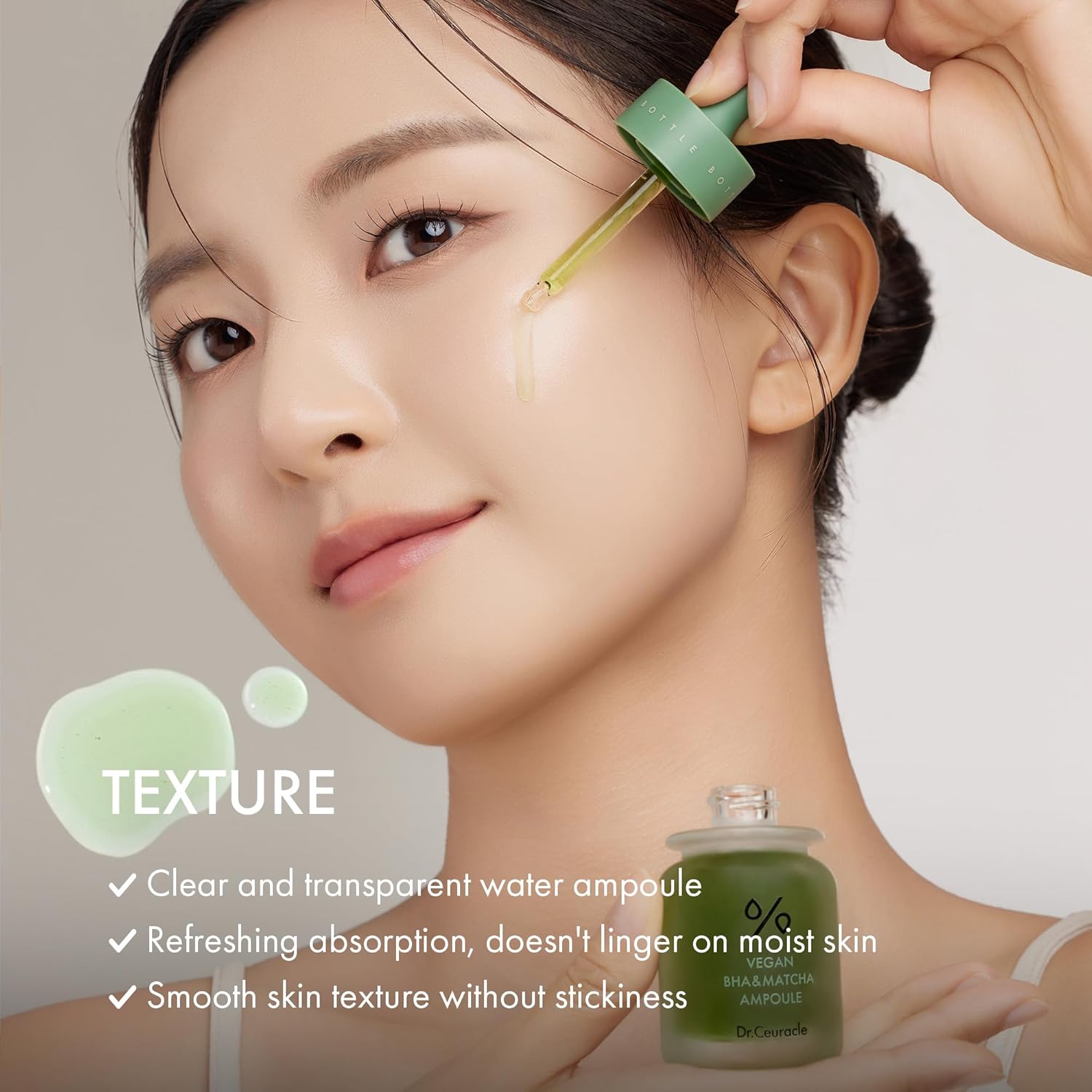 Sebumu regulējoša ampula ar BHA un matču Dr.Ceuracle Vegan BHA & Matcha Ampoule