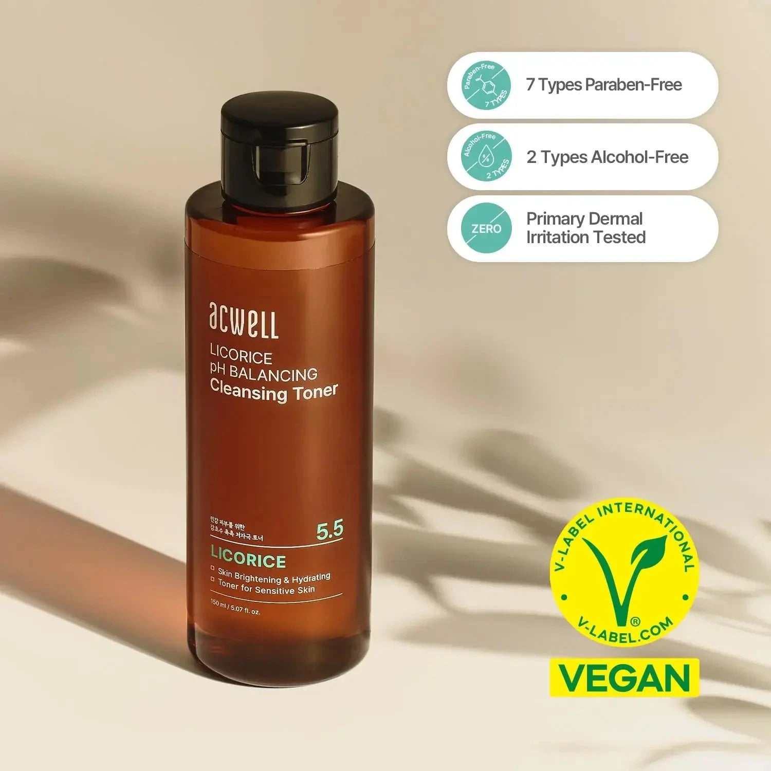 Nedaudz skābs attīrošs toniks ar lakricas ekstraktu Acwell 5.5 Licorice pH Balancing Cleansing Toner