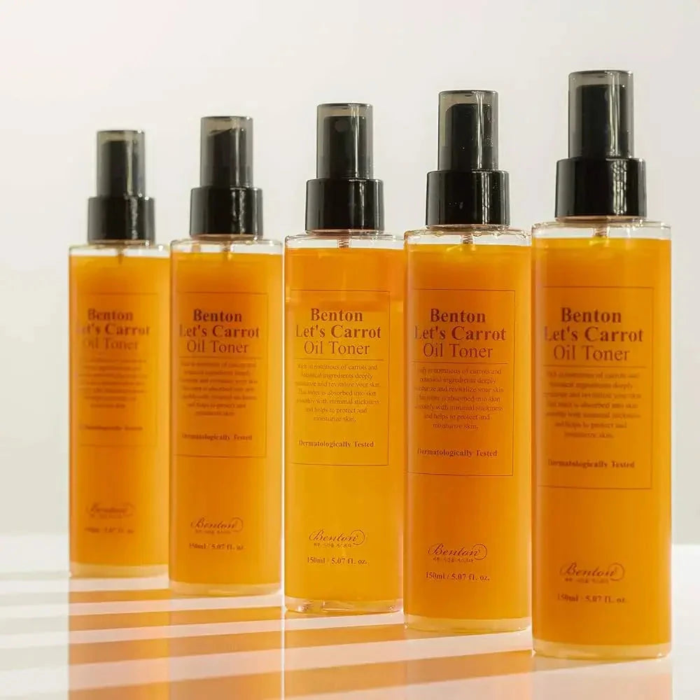 Divu tekstūru toniks ar burkānu eļļu Benton Let's Carrot Oil Mist Toner