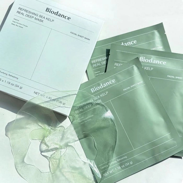 Nomierinoša hidrogela maska ar aļģēm Biodance Refreshing Sea Kelp Real Deep Mask