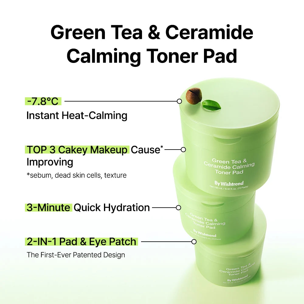 By Wishtrend Green Tea & Ceramide Calming Toner Pad