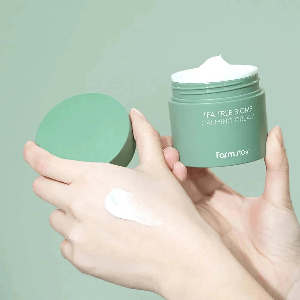 Nomierinošs krēms ar tējas koka ekstraktu FarmStay Tea Tree Biome Calming Cream