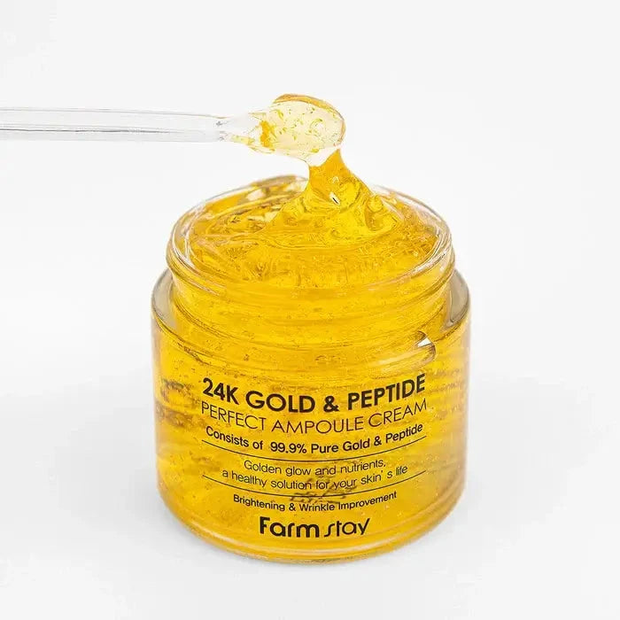 Ampulu krēms ar zeltu un peptīdiem FarmStay 24K Gold & Peptide Perfect Ampoule