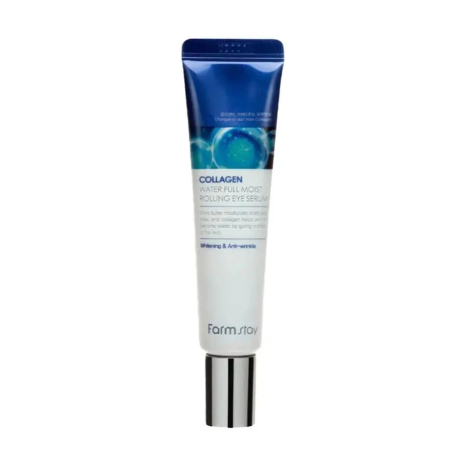 Sērums-rolleris ādai ap acīm ar kolagēnu FarmStay Collagen Water Full Moist Rolling Eye Serum