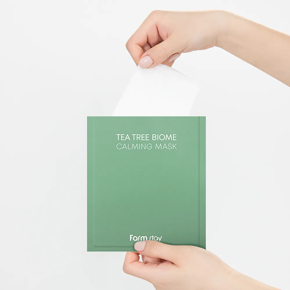 Nomierinošā sejas maska ar tējas koka ekstraktu Farmstay Tea Tree Biome Calming Mask