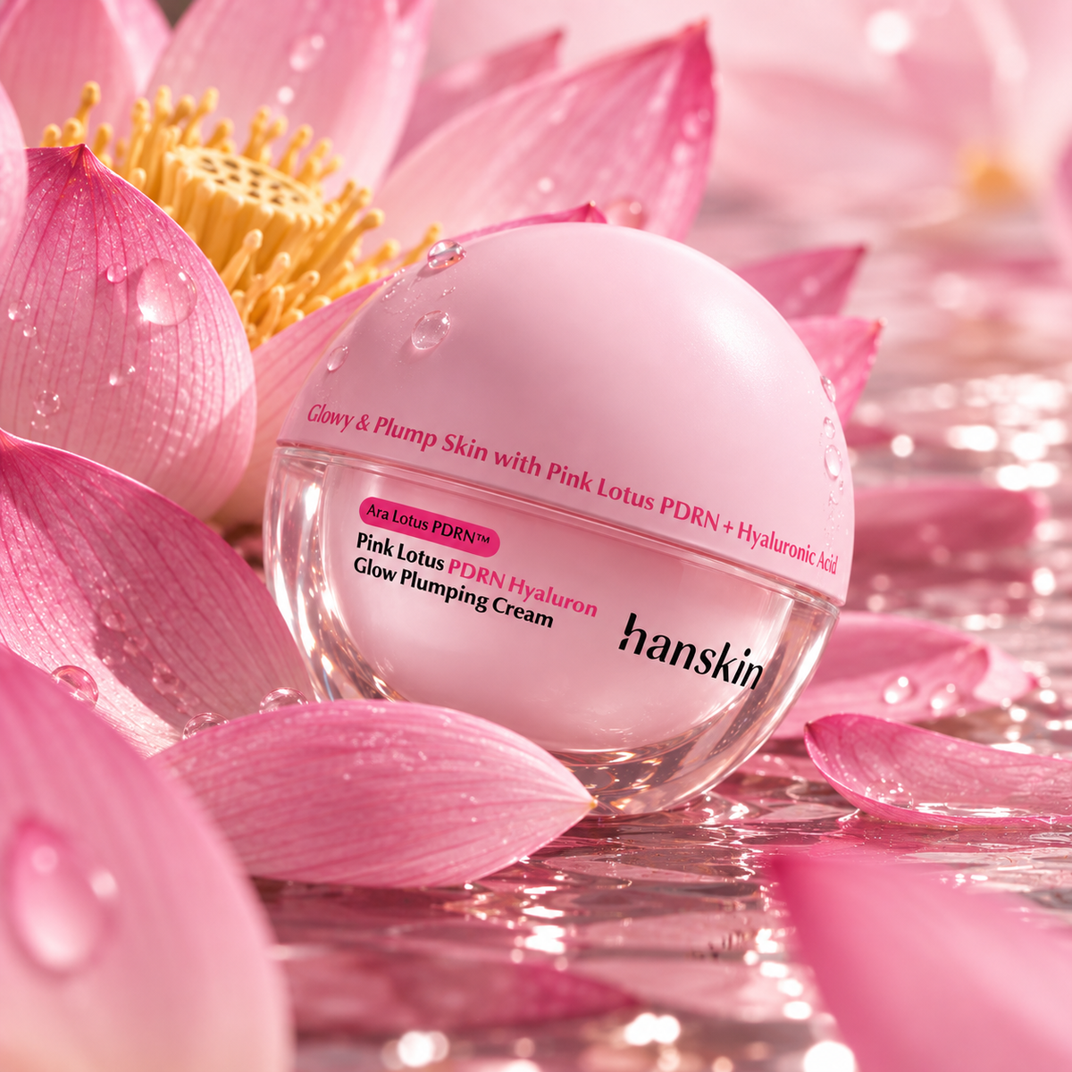 Hanskin Pink Lotus PDRN Hyaluron Glow Plumping Cream
