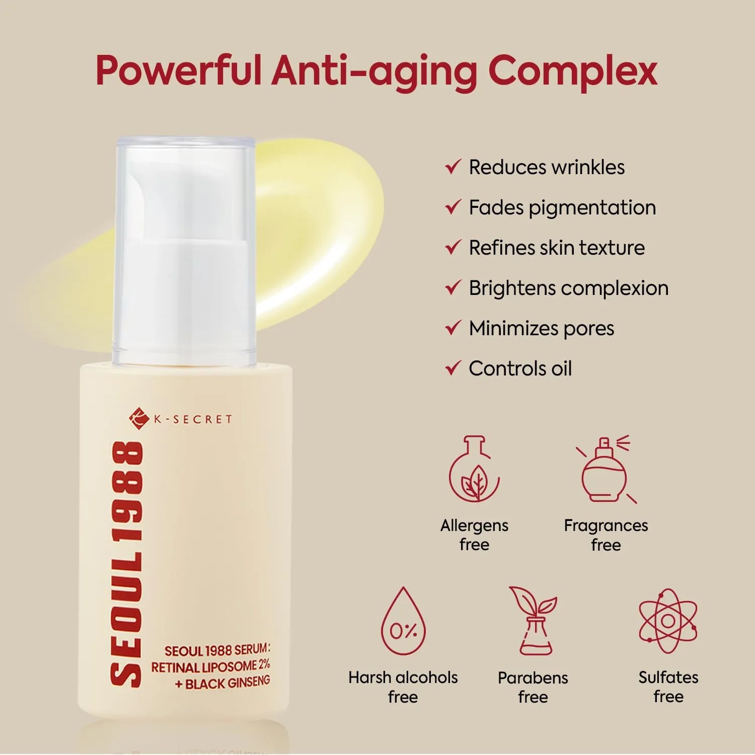 Petnovecošanās serums KSECRET SEOUL 1988 Serum : Retinal Liposome 2% + Black Ginseng