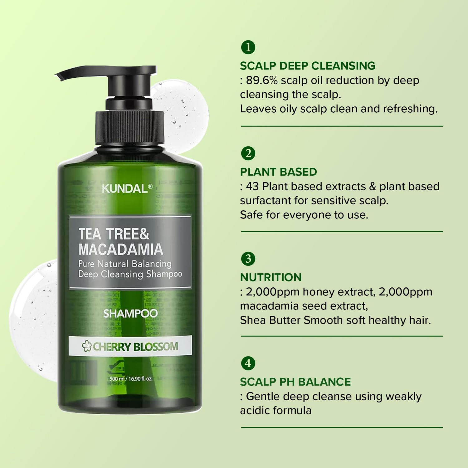 Kundal Tea Tree & Macadamia Deep Cleansing Shampoo Cherry Blossom