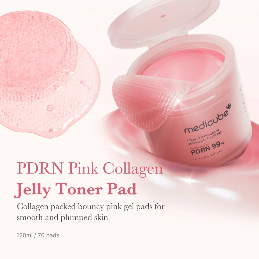 Gęste żelowe płatki tonizujące Medicube PDRN Pink Collagen Toning Gel Toner Pad