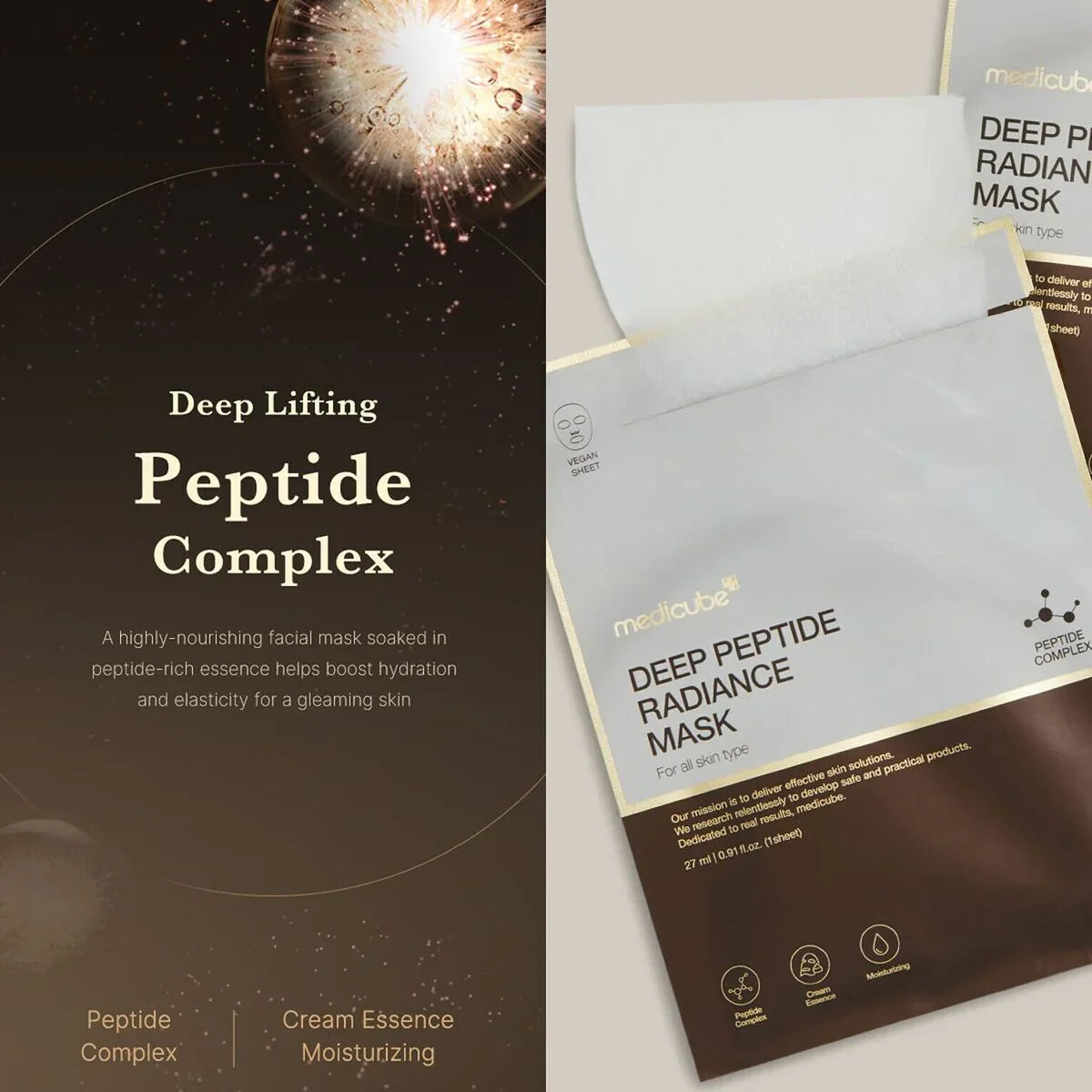 Peptydowa maska w płachcie rozświetlająca Medicube Deep Peptide Radiance Mask