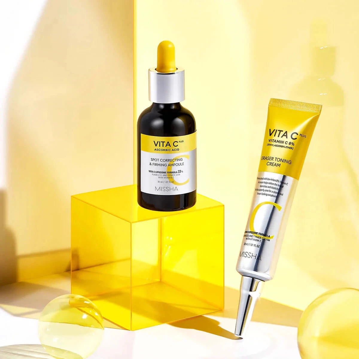 Nostiprinoša ampula pigmentācijas plankumu novēršanai ar C vitamīnu Missha Vita C Plus Spot Correcting & Firming Ampoule