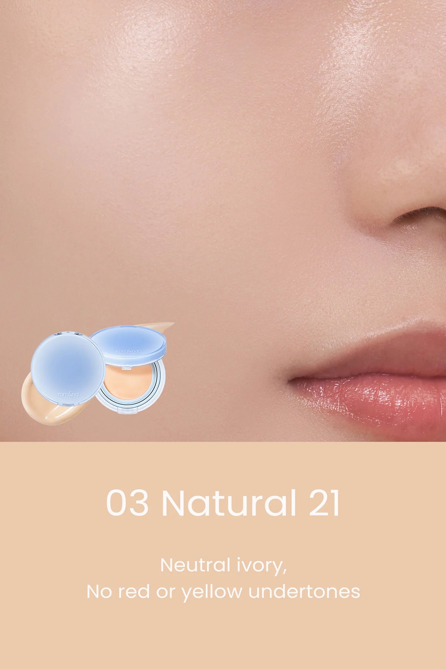 Gaisīgs ādu mitrinošs kušons Rom&nd Bare Water Cushion
