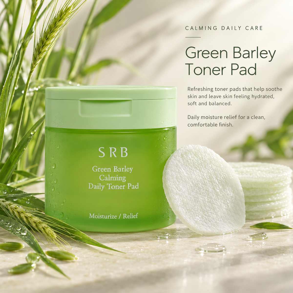 SRB Green Barley Calming Daily Toner Pad