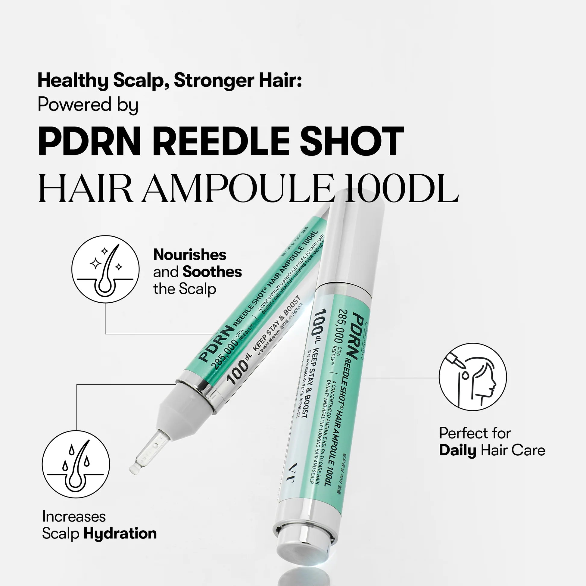 Ampułka wzmacniająca włosy z PDRN i mikrokolcami VT Cosmetics PDRN Reedle Shot Hair Ampoule 100dL