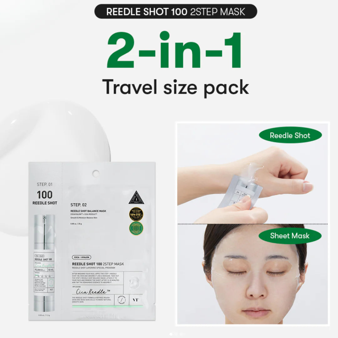 Divu tekstūru maska ar mikroadatām VT Cosmetics Reedle Shot 100 2 Step Mask