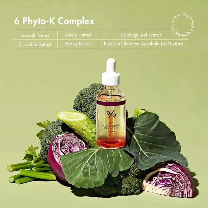 Divu tekstūru liposomālais serums sejai ar K vitamīnu Dr.Ceuracle PLC Vita K Liposome oil ampoule
