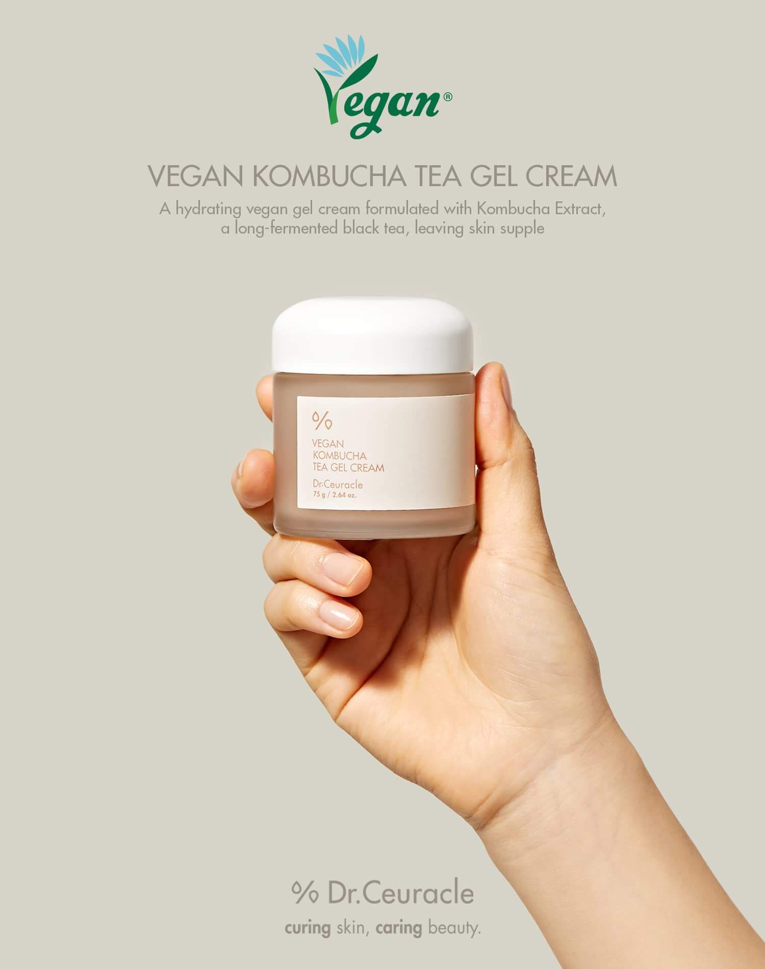 Mitrinošs vegānais krēms ar kombuču Dr.Ceuracle Vegan Kombucha Tea Gel Cream