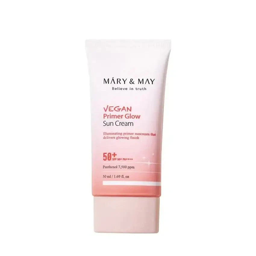 Vegānisks Saules Aizsardzības Krēms ar Bāzes Efektu Mary&May Vegan Primer Glow Sun Cream SPF50+ PA++++