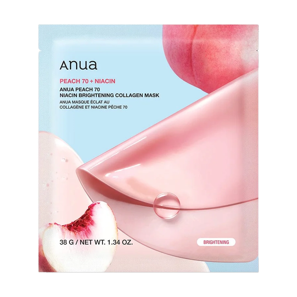 Balinoša hidrogela maska ar persiku Anua Peach 70 Niacin Brightening Collagen Mask