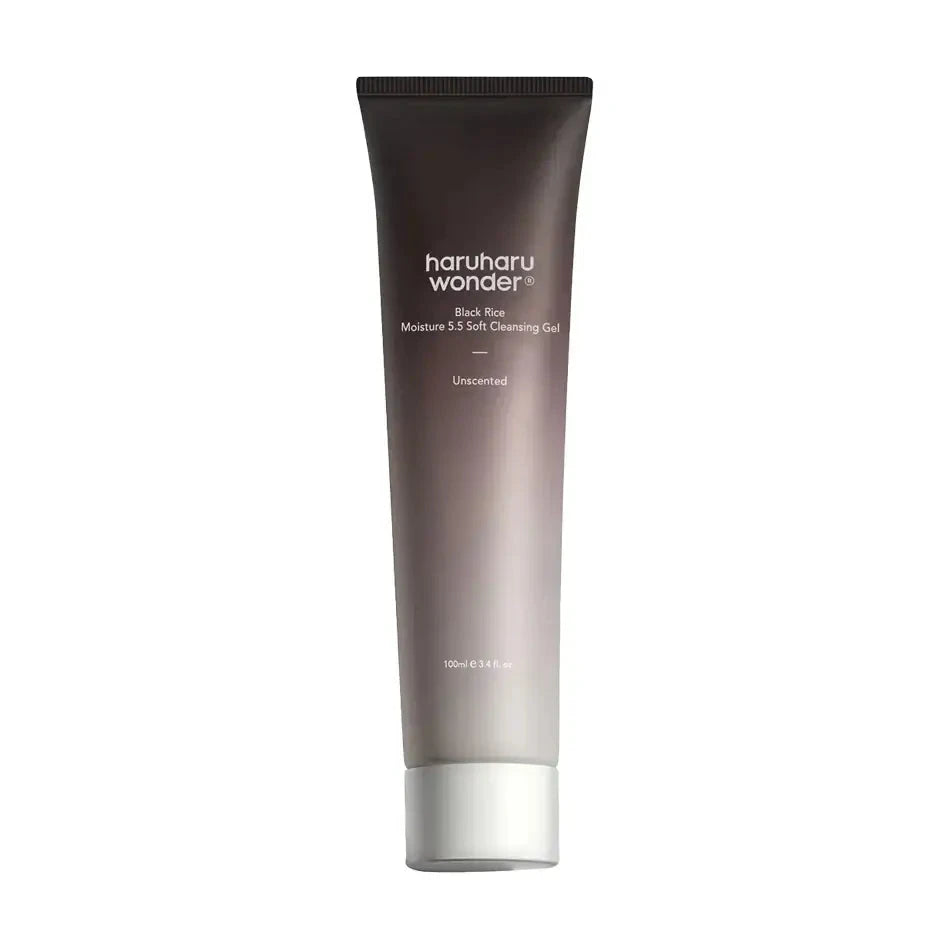 Maigs gels sejas mazgāšanai ar melno rīsu ekstraktu Haruharu WONDER Black Rice Moisture 5.5 Soft Cleansing Gel