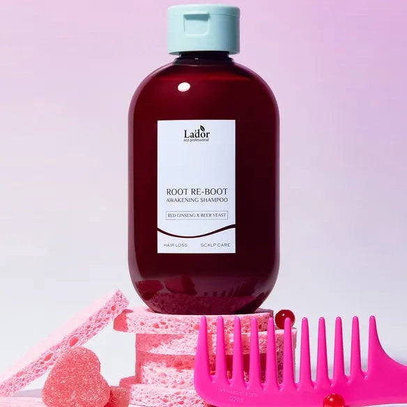Šampūns ar žeņšeņu matu augšanai Lador Root Re-Boot Awakening Shampoo Red Ginseng & Beer Yeast