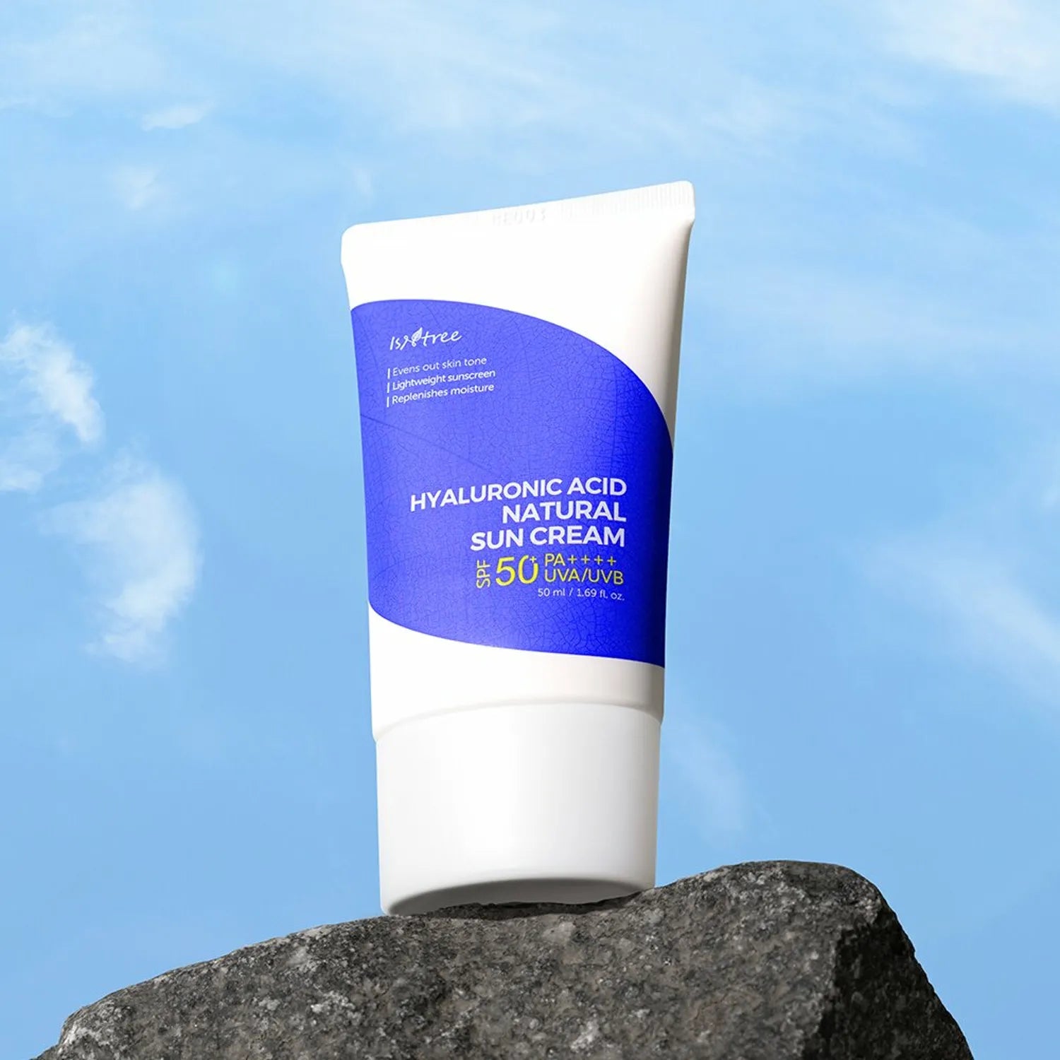Mitrinošs minerālu saules aizsargkrēms IsNtree Hyaluronic Acid Natural Sun Cream SPF50+ PA++++